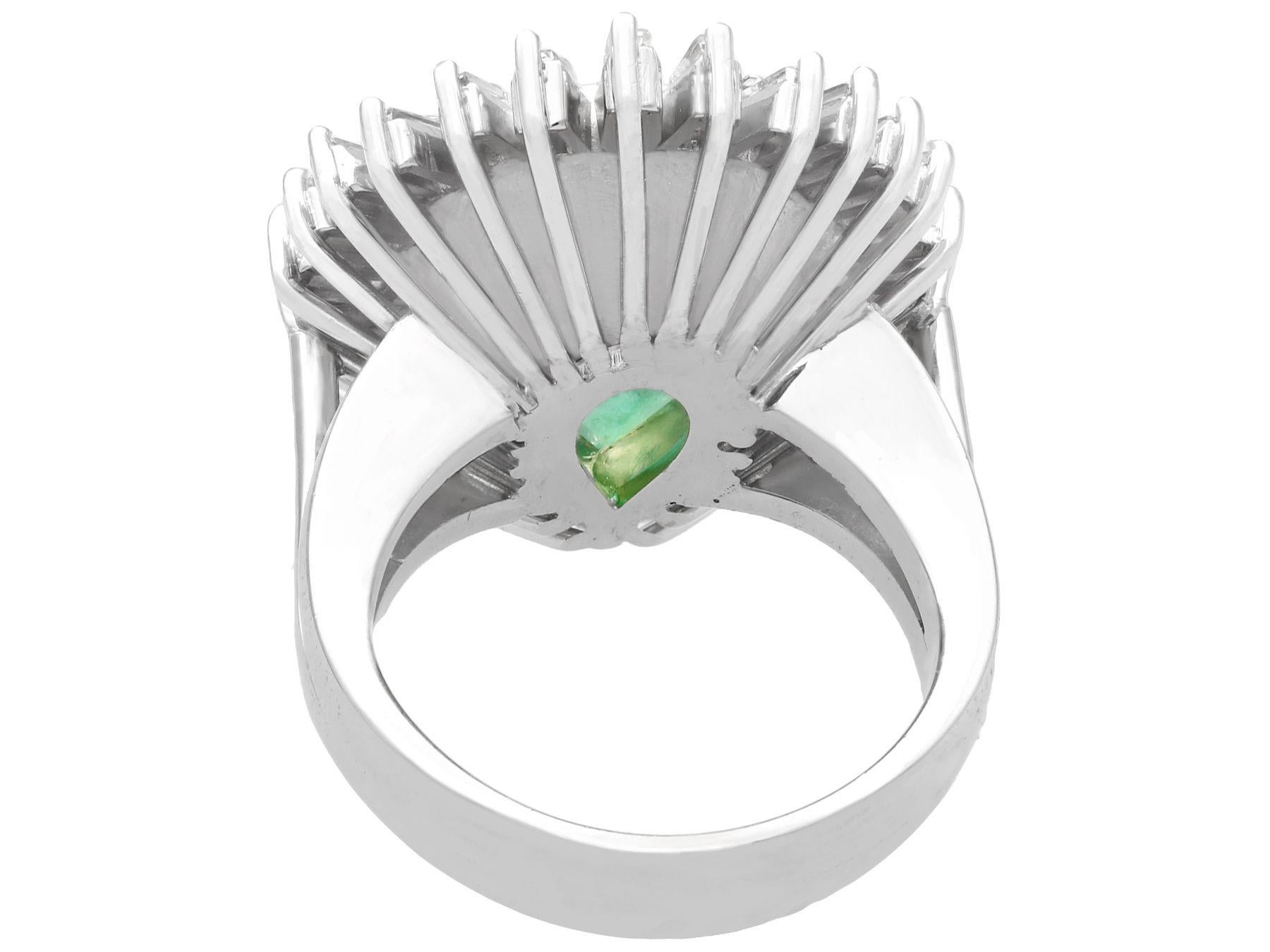 1980s 8.82 Carat Emerald and 1.58 Carat Diamond White Gold Cocktail Ring In Excellent Condition For Sale In Jesmond, Newcastle Upon Tyne