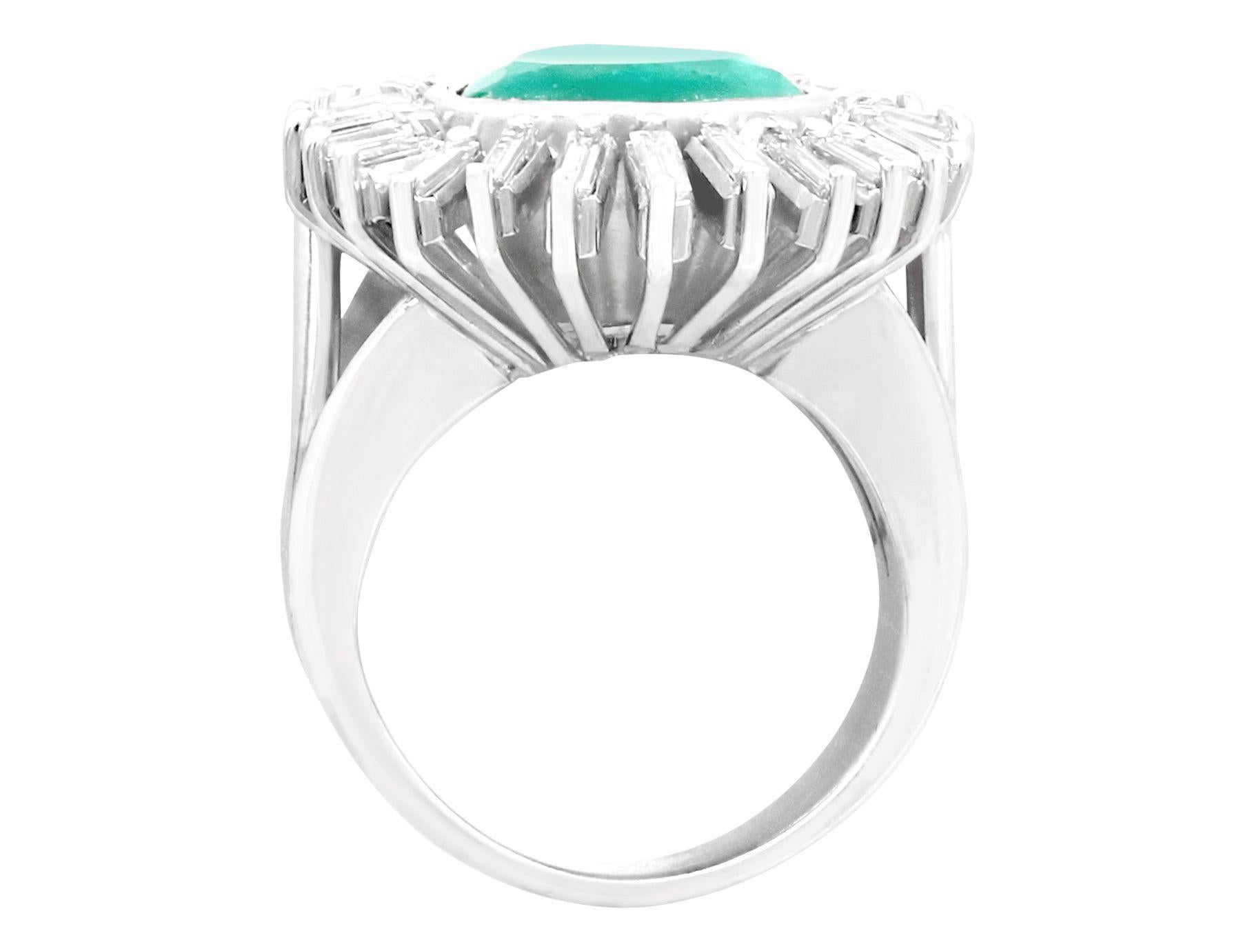 Women's or Men's 1980s 8.82 Carat Emerald and 1.58 Carat Diamond White Gold Cocktail Ring For Sale