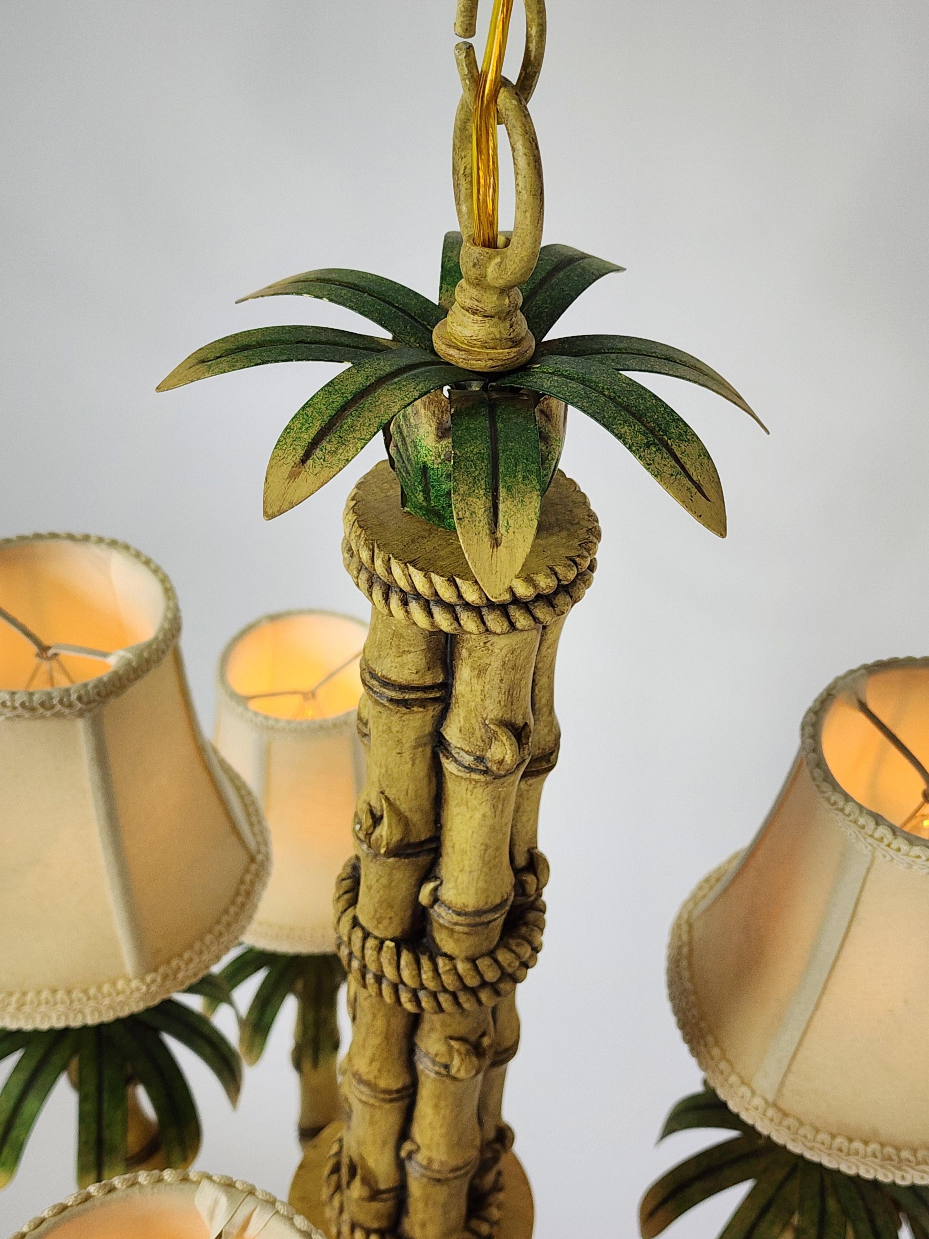 1980s  9  Arm Massive Faux Bamboo  Chandelier ,  Italy For Sale 2