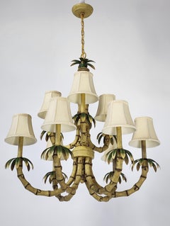 1980s  9  Arm Massive Faux Bamboo  Chandelier ,  Italy