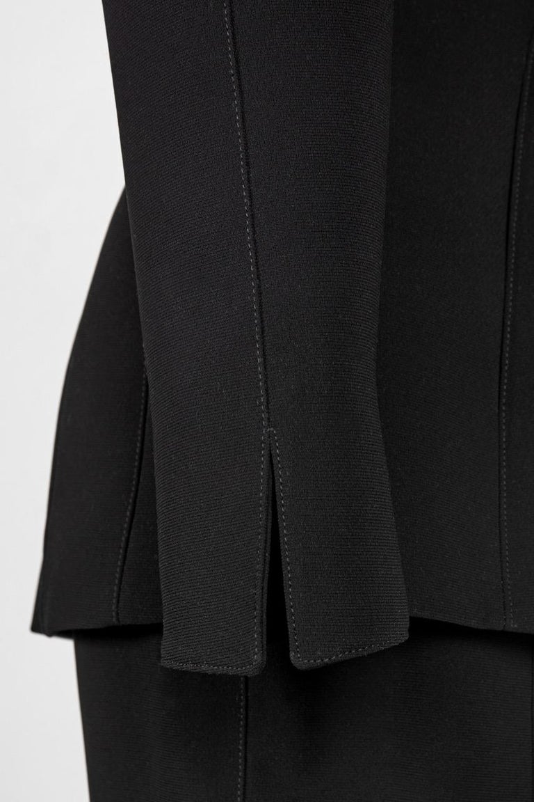 1980s/90s Thierry Mugler Black Structured Jacket and Skirt Suit with ...