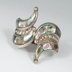 1980s Abalone and Silver Clamper Bracelet, Taxco, Mexico
