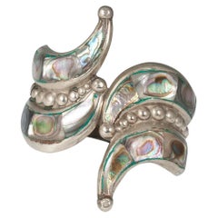 1980s Abalone and Silver Clamper Bracelet, Taxco, Mexico