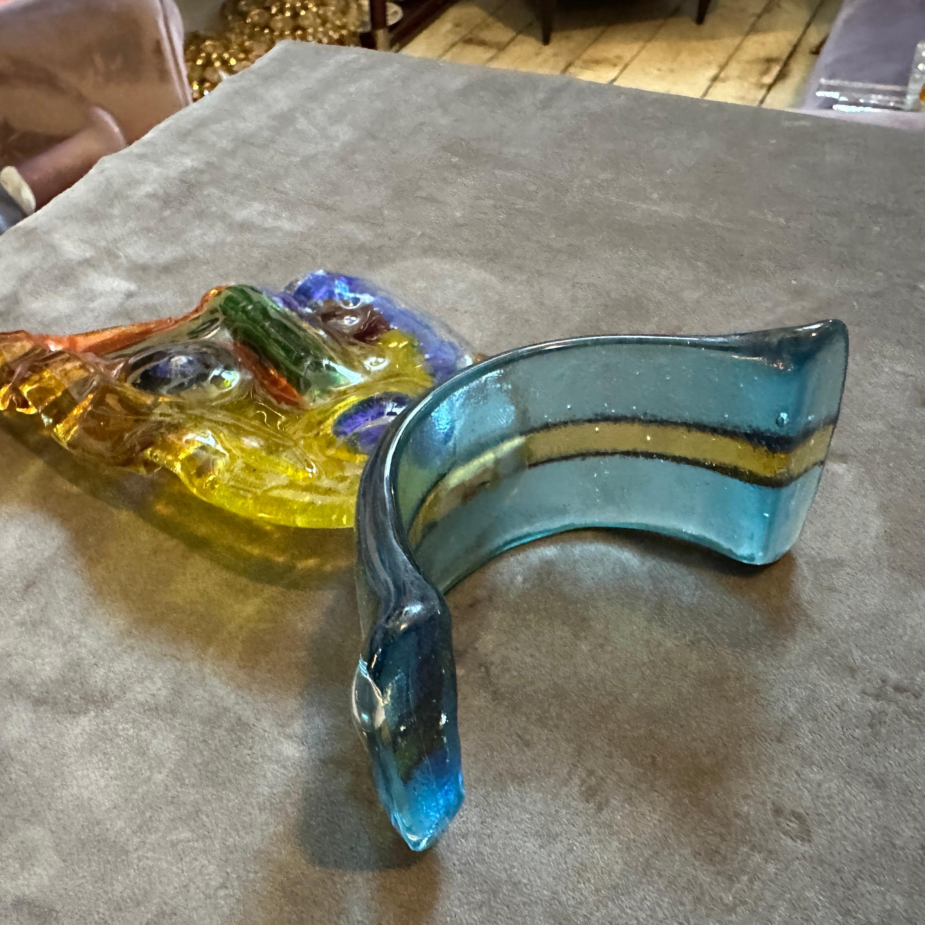 Italian 1980s Abstract Cubist Polychrome Murano Glass Sculpture of a Face For Sale
