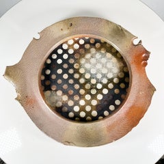 1980s Abstract Modernist Pottery Plate Sculpted Optical Art Signed