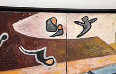 1980's Abstract Oil On Canvas Modern Artwork