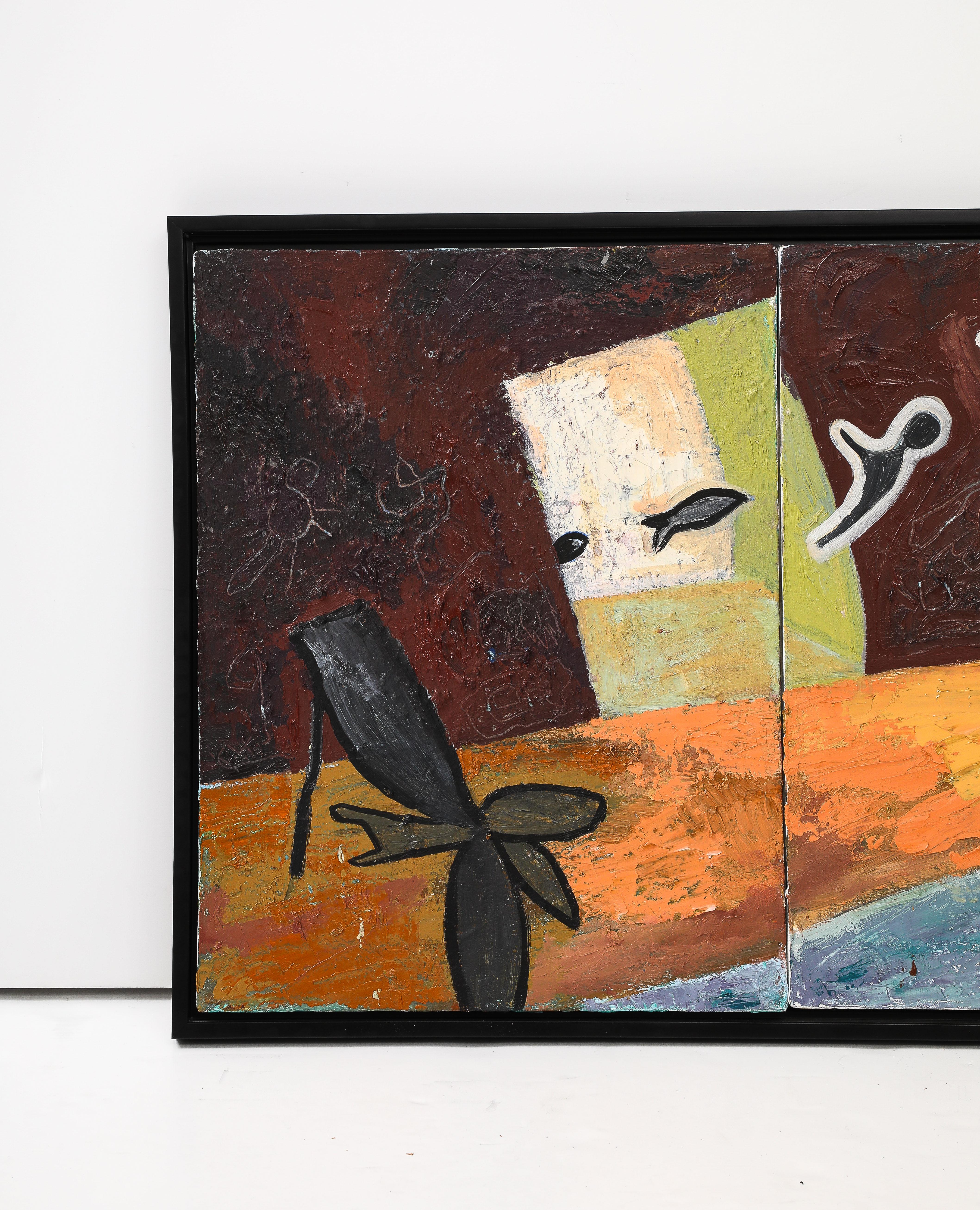 Mid-Century moderno Opera d'arte moderna astratta su tela degli anni '80 in vendita
