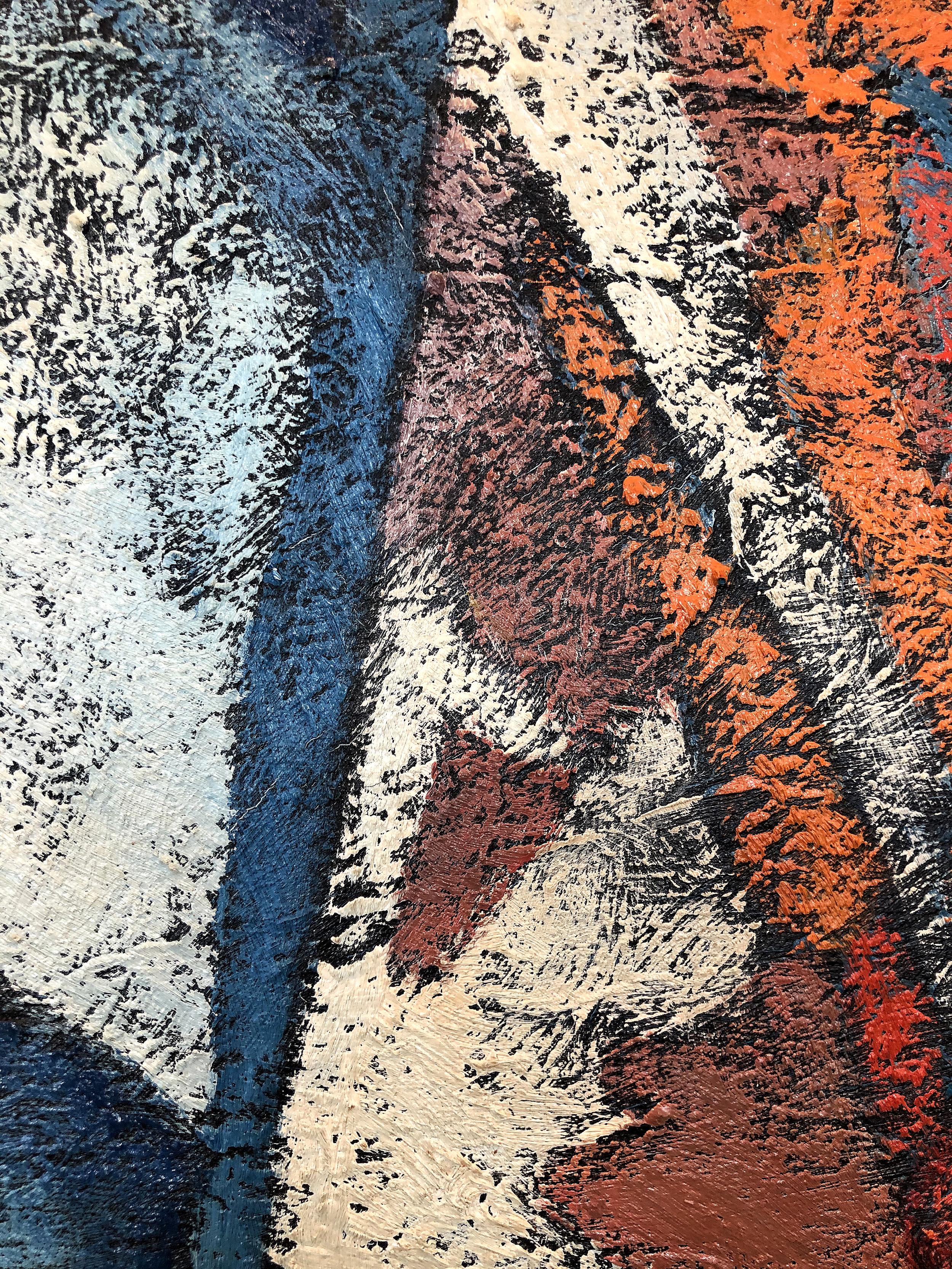 1980s Abstract Painting with Heavy Impasto Textures In Good Condition For Sale In Miami, FL