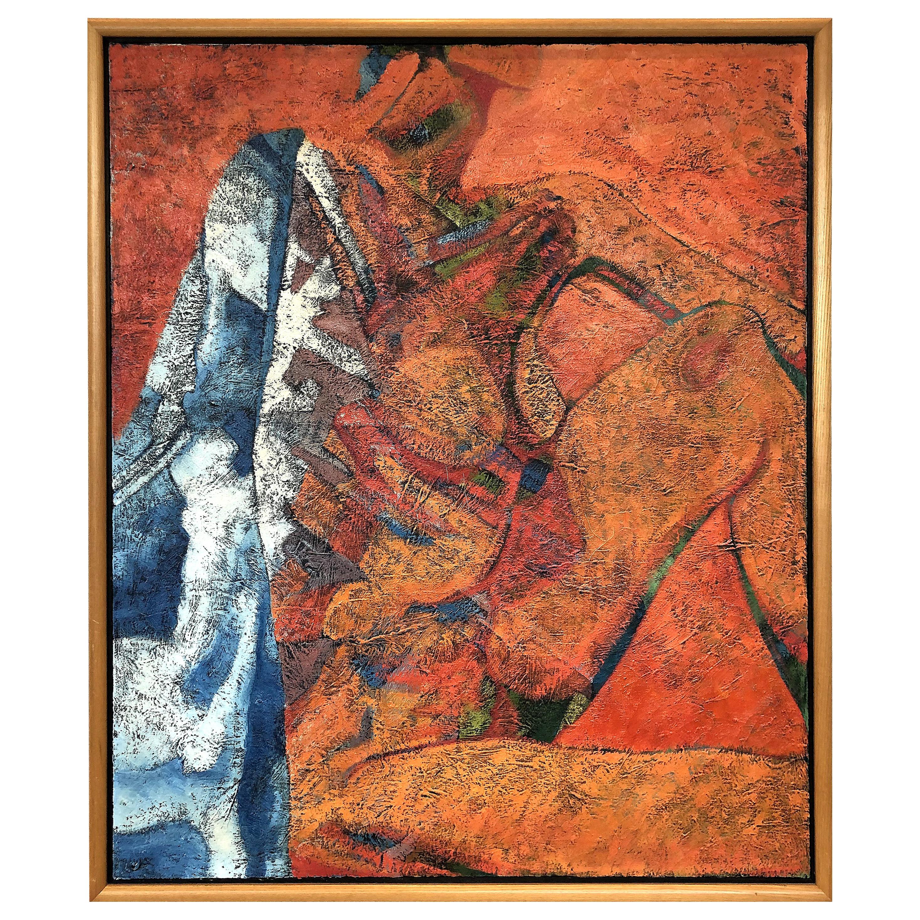 Abstraktes Gemälde aus den 1980er Jahren mit schweren Impasto-Texturen