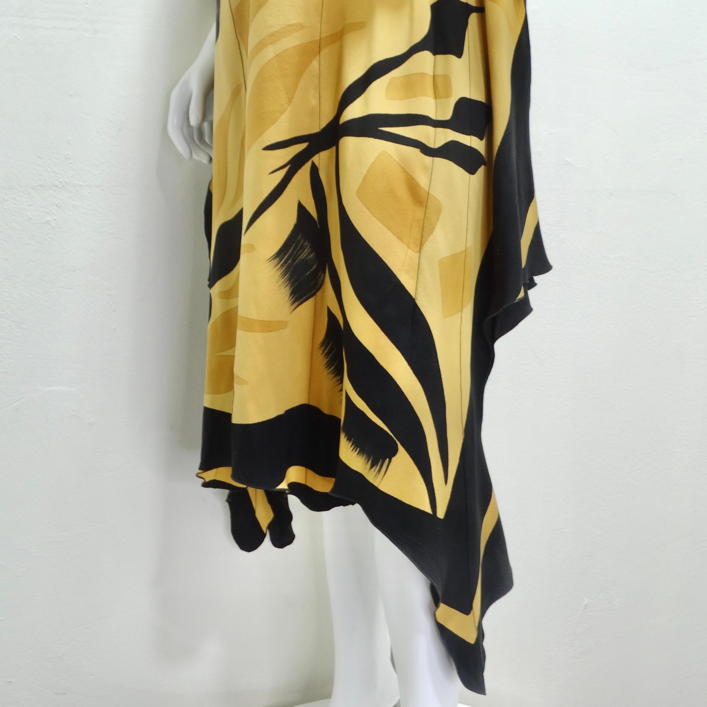 1980s Abstract Print Silk Kaftan Dress For Sale 2