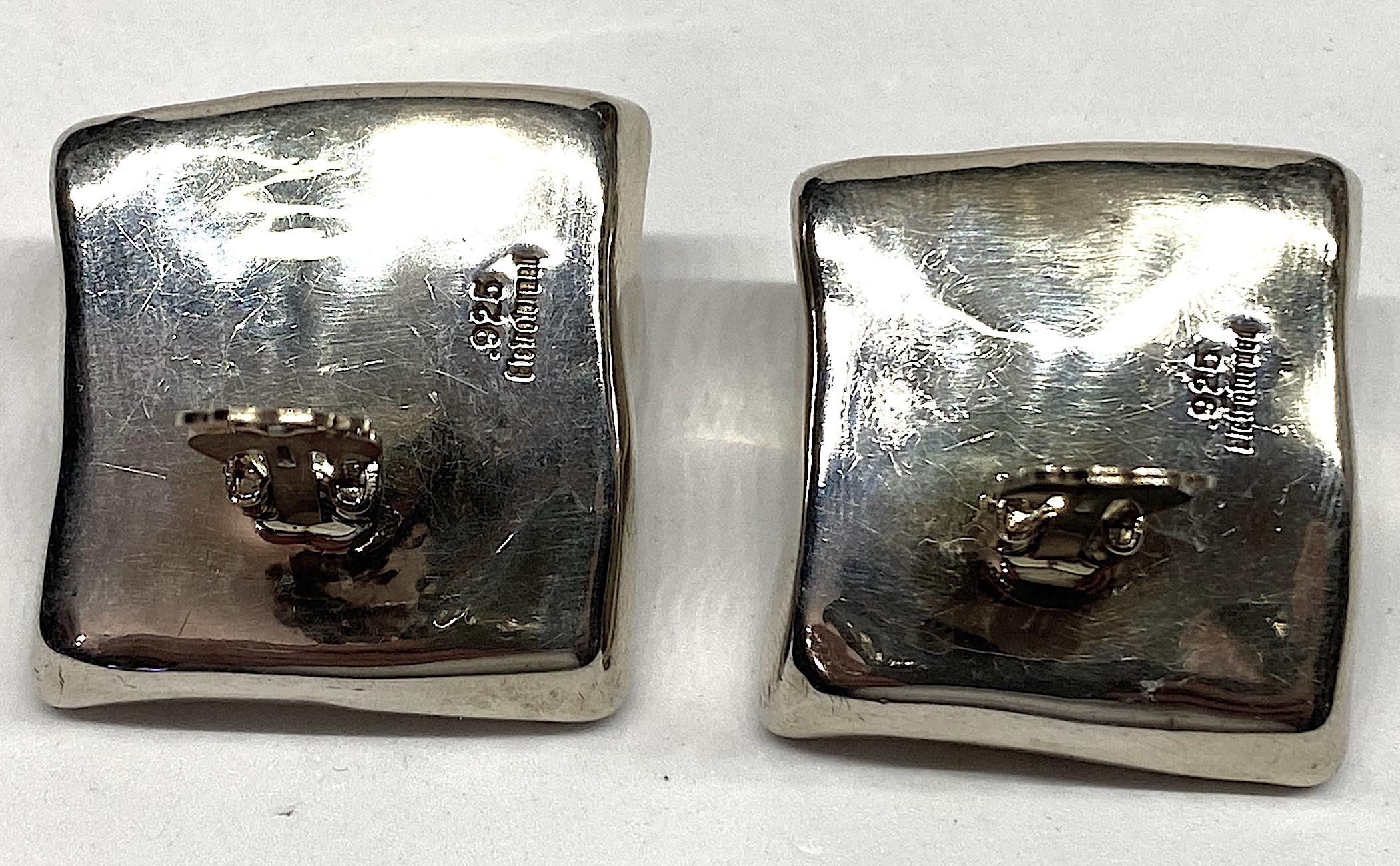 1980s Abstract Sculptural Sterling Silver Modernist Earrings 6