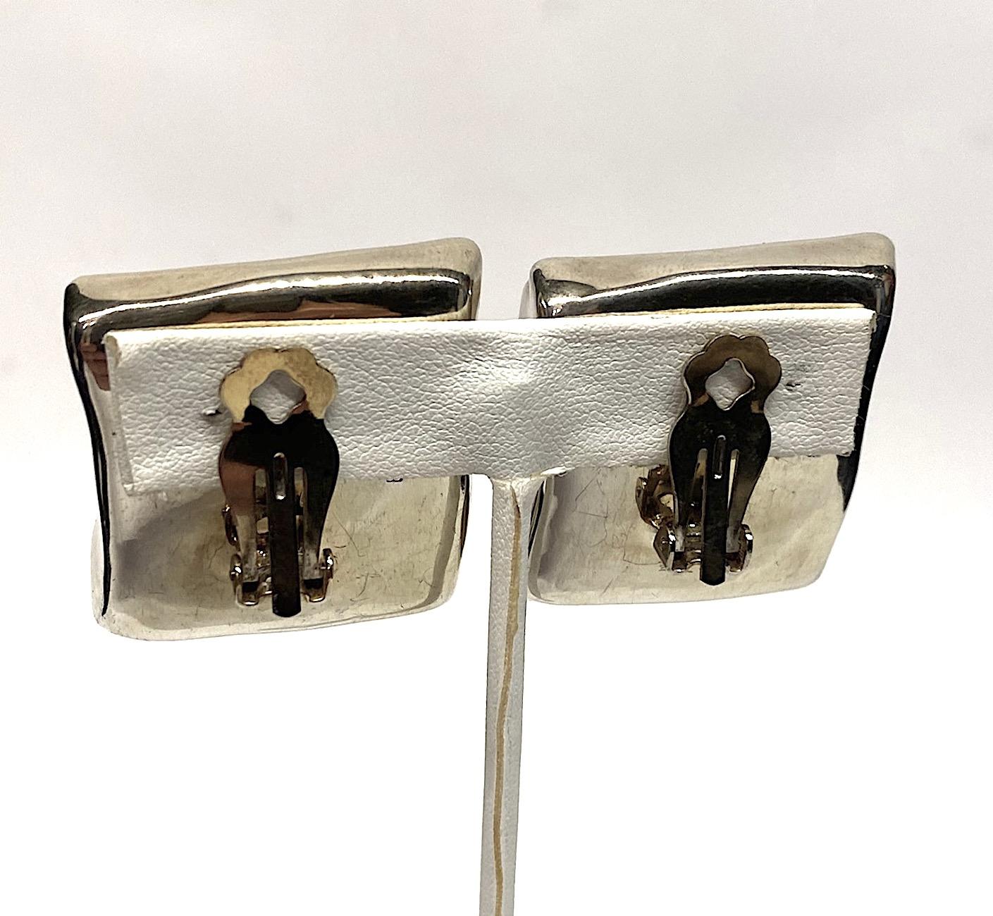 1980s Abstract Sculptural Sterling Silver Modernist Earrings 2