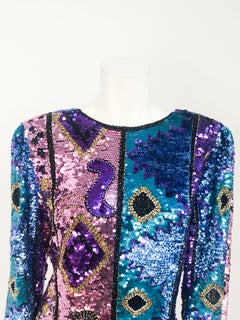 1980s Abstract Sequin and Beaded Top