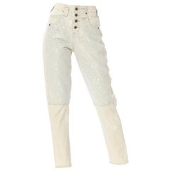 1980S  Acid Wash Jeans With Lace Panels