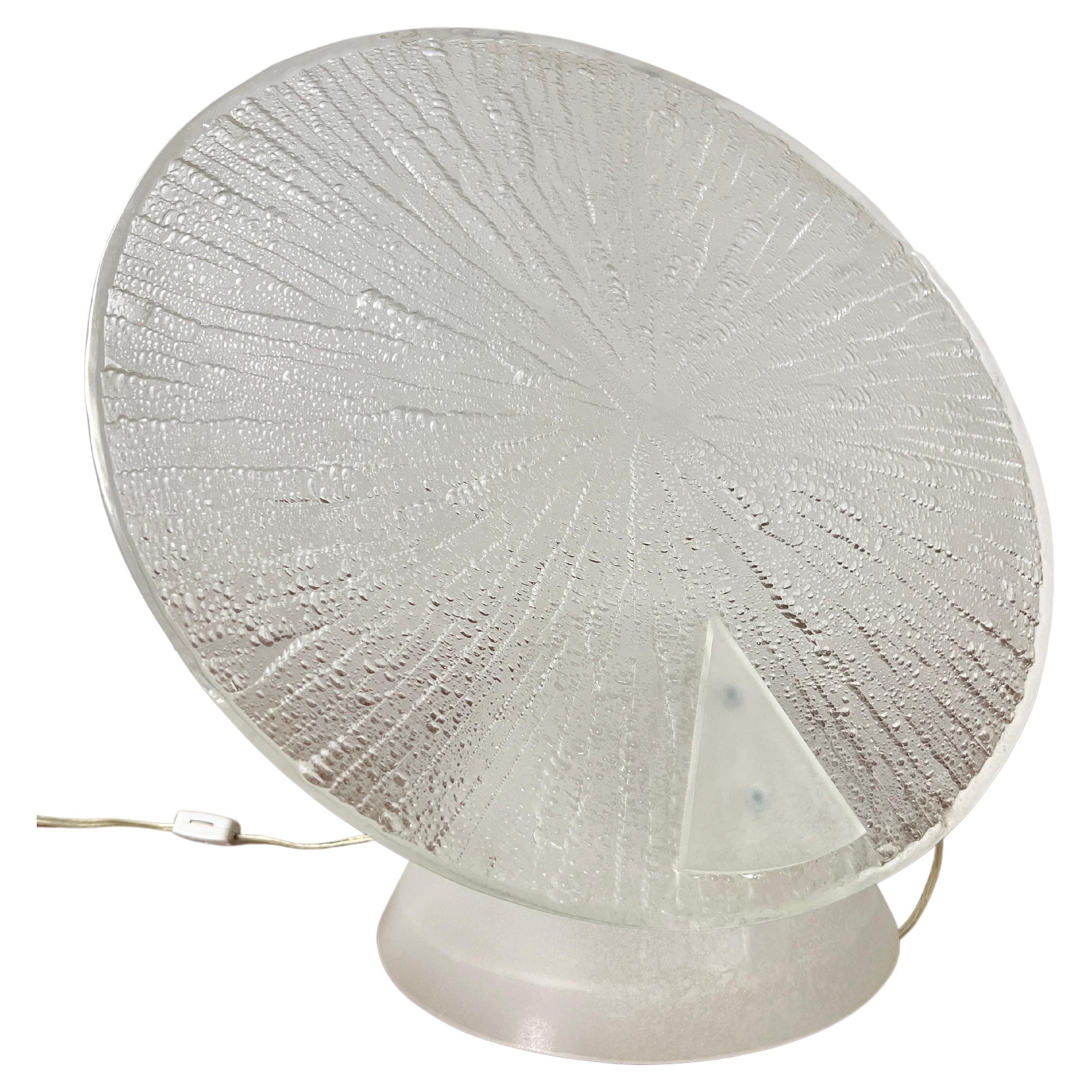 1980s Acrylic Disc Table Lamp by Rougier For Sale