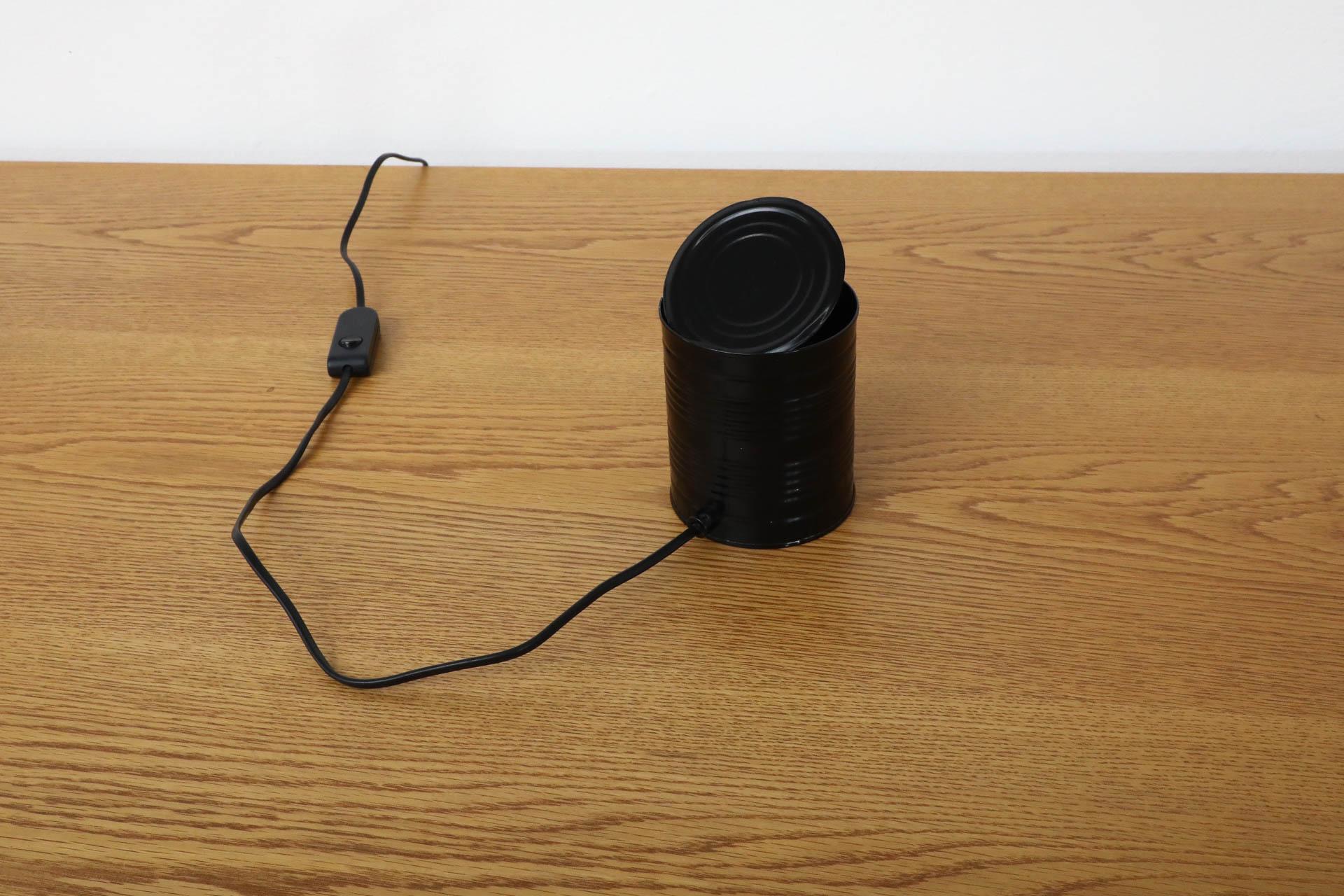 1980s Ad van Berlo Black Tin Can Lamp Produced by Vrieland Design 2