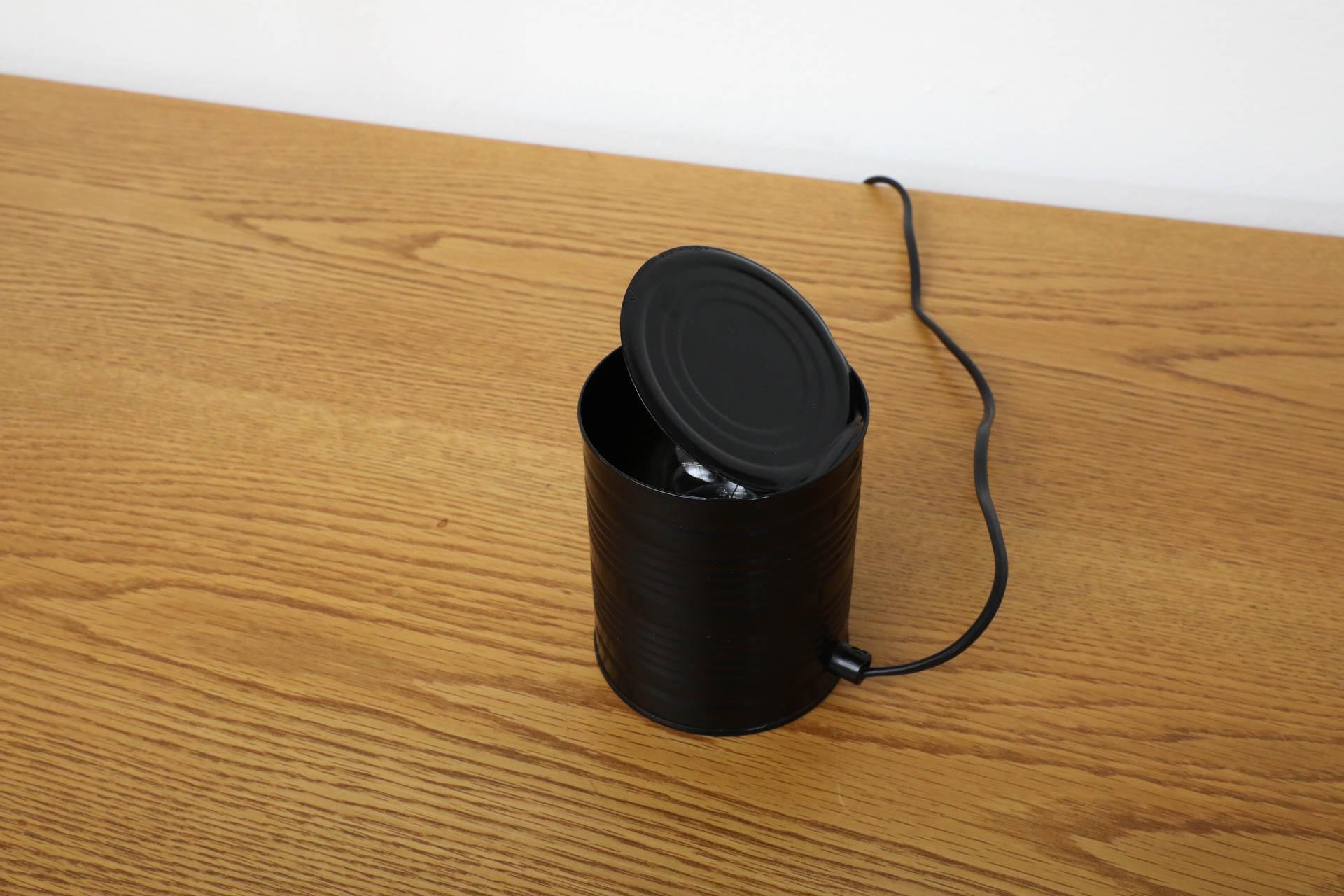 1980s Ad van Berlo Black Tin Can Lamp Produced by Vrieland Design 4