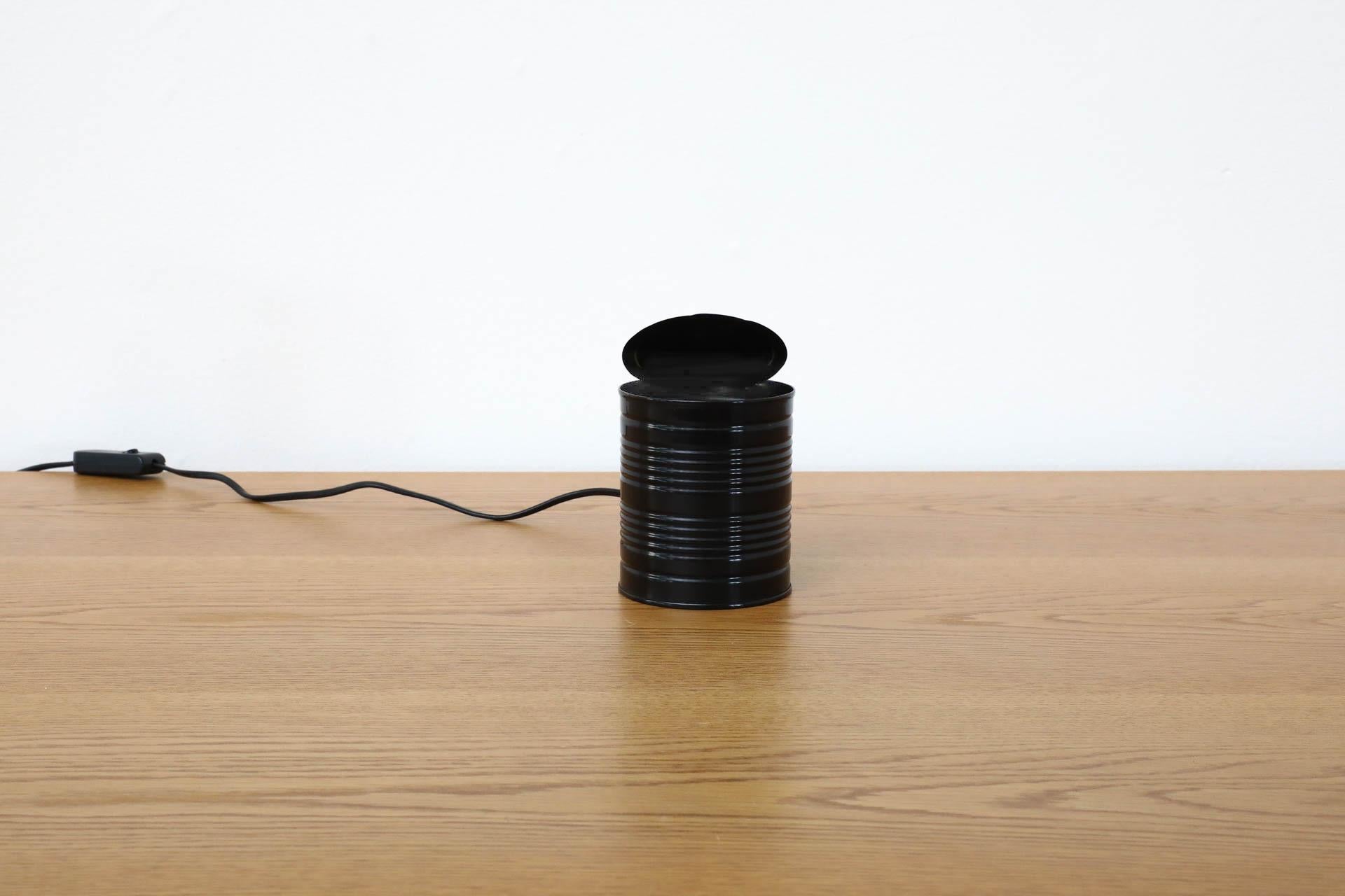 Dutch 1980s Ad van Berlo Black Tin Can Lamp Produced by Vrieland Design