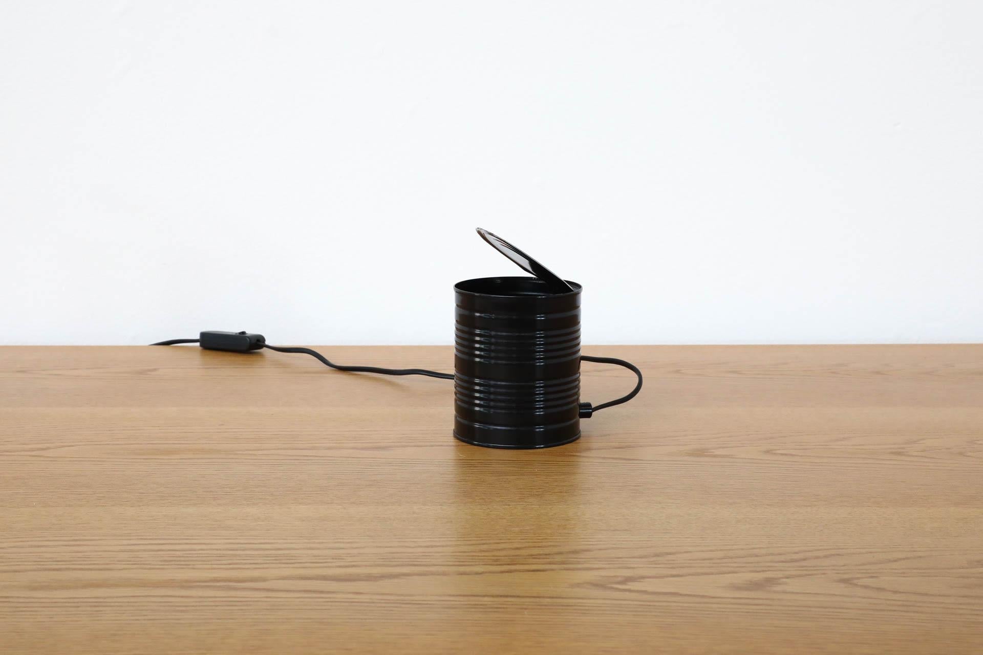 Enameled 1980s Ad van Berlo Black Tin Can Lamp Produced by Vrieland Design