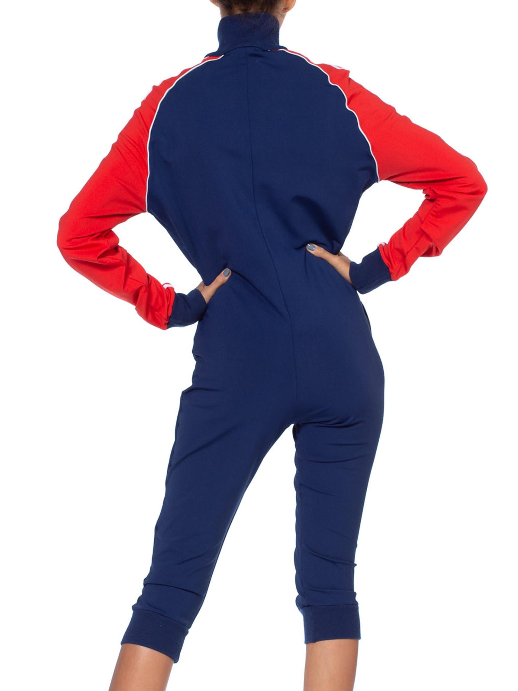 1980S Adidas Red White & Blue Polyester Track Ski Jumpsuit 3