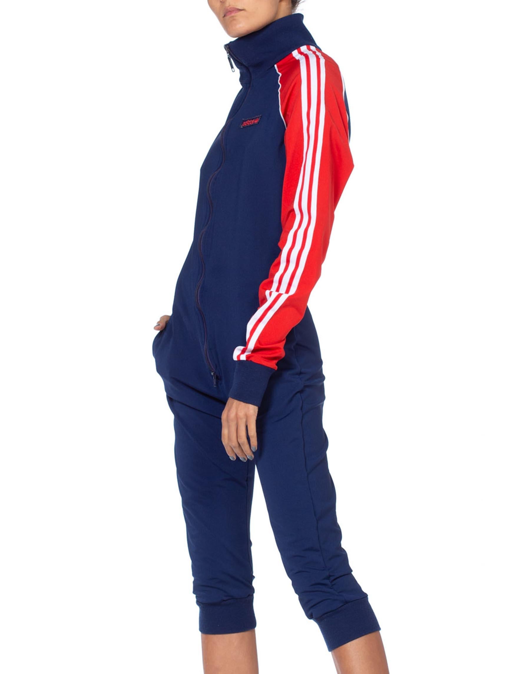 1980S Adidas Red White & Blue Polyester Track Ski Jumpsuit 5