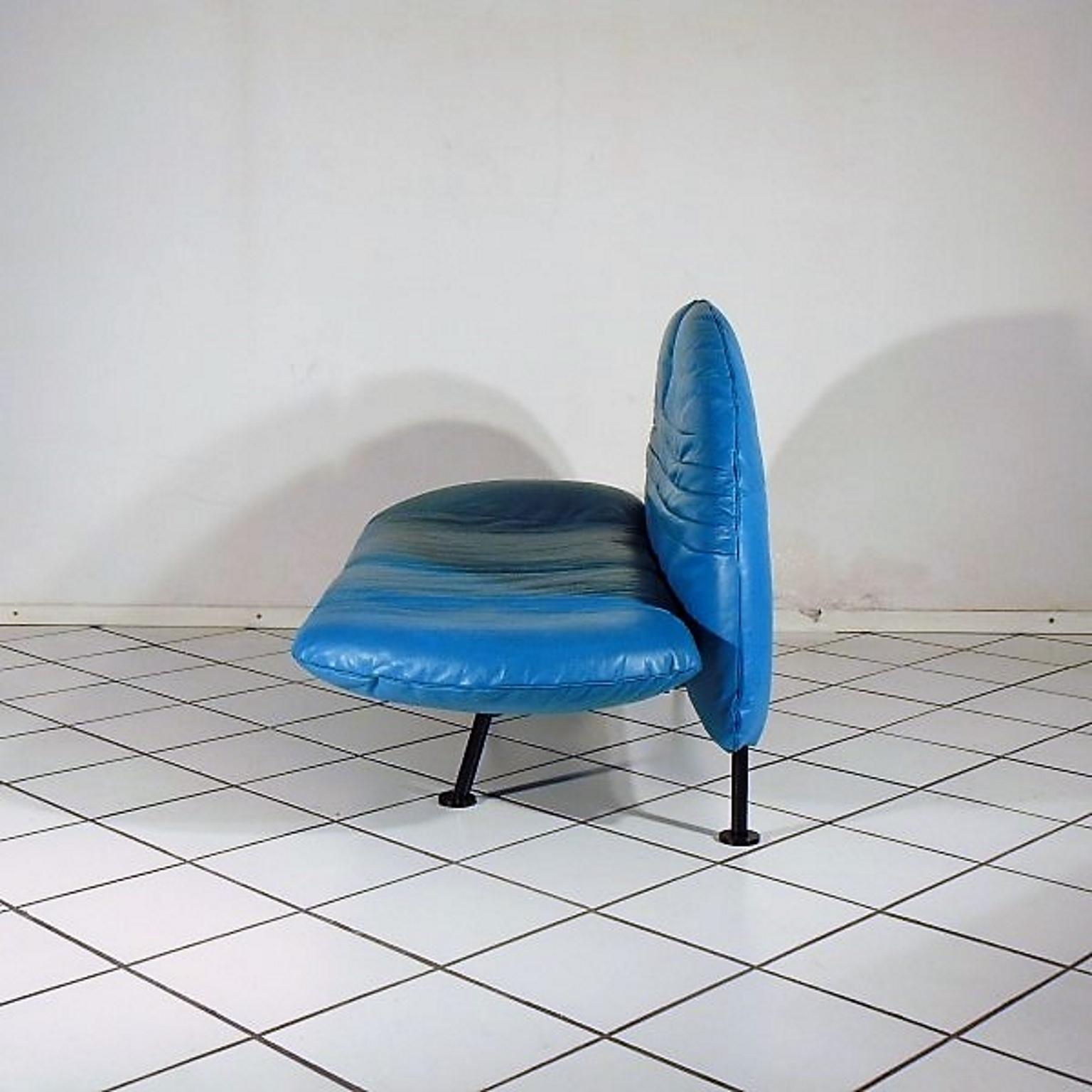 1980s Adjustable Loveseat Turquoise Leather by Walter Leeman for Sormani, Italy For Sale 3