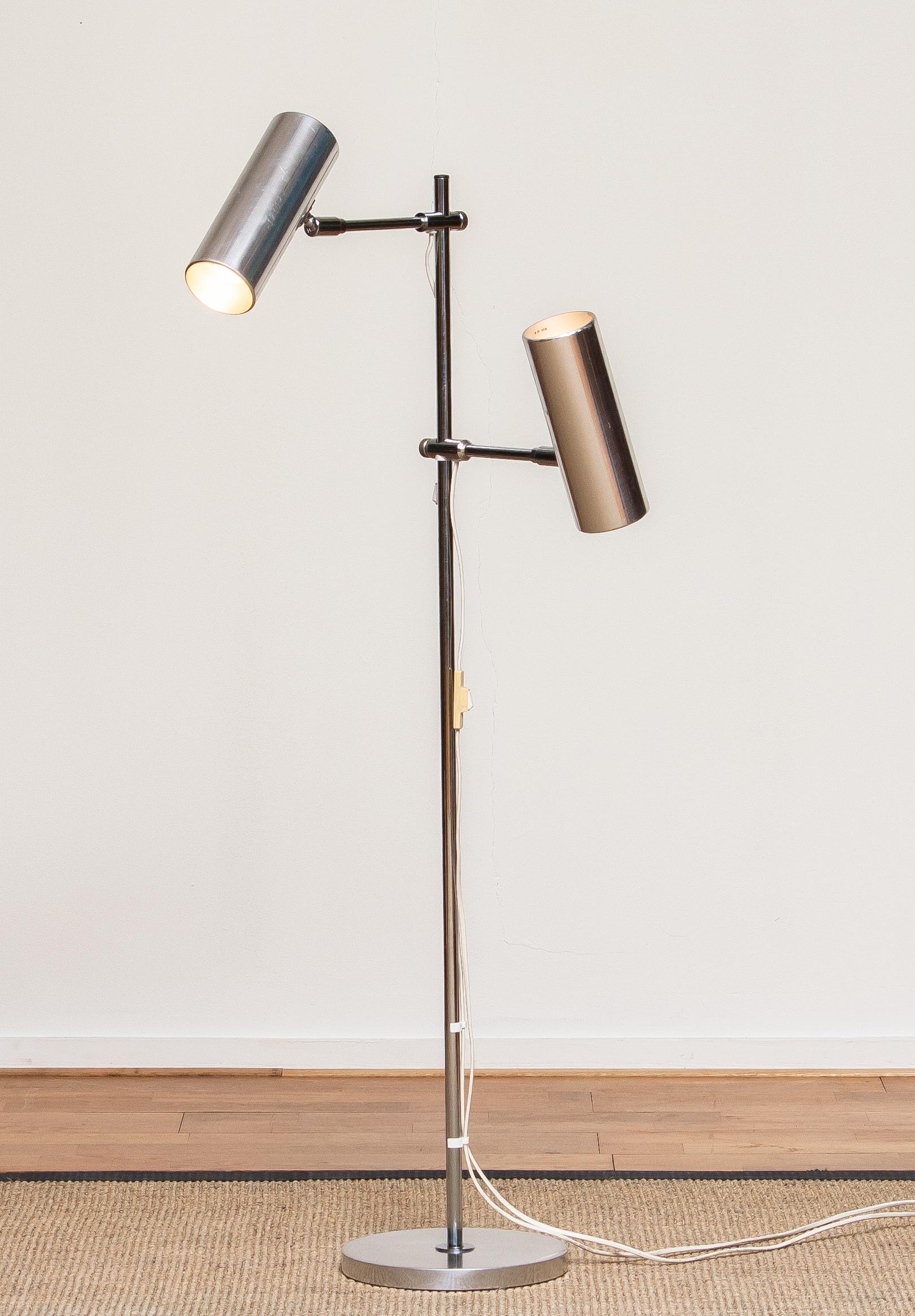 Swedish 1980s Adjustable Metal Floor Lamp Model G220 by Bergboms Scanlight AB, Sweden