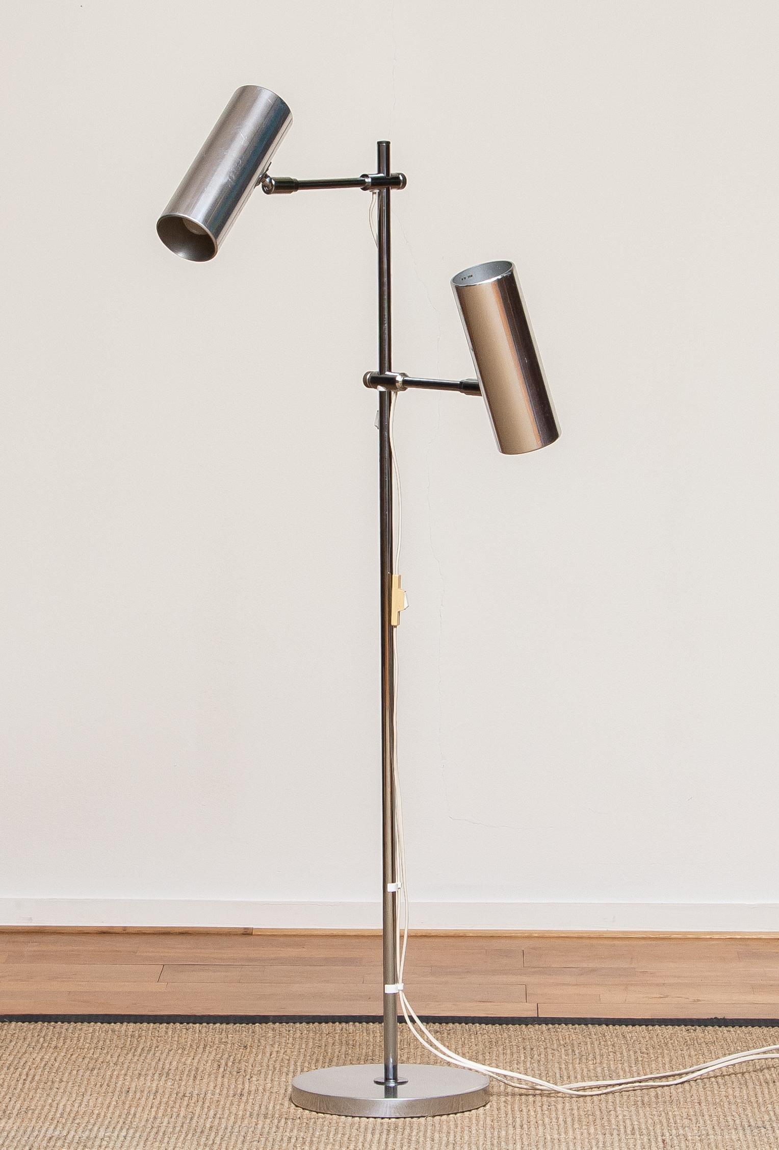 1980s Adjustable Metal Floor Lamp Model G220 by Bergboms Scanlight AB, Sweden In Good Condition In Silvolde, Gelderland