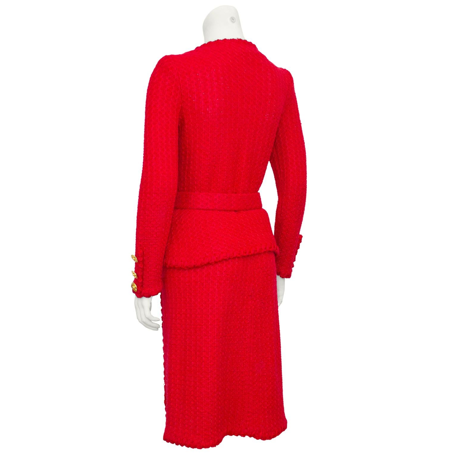 red knit suit