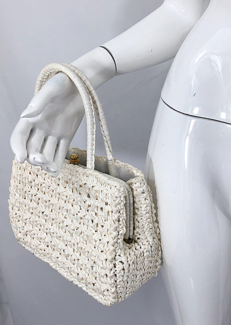 1980s Adoria Italian White Vintage Raffia Straw 80s Satchel Purse Hand Bag  For Sale at 1stDibs | white raffia bag, vintage raffia handbags, white  satchel purse