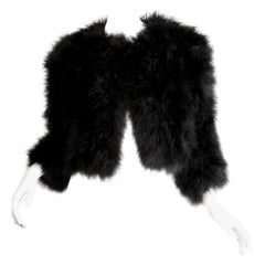 Vintage-Jacke aus schwarzen Marabou-Federn im „Pelz“-Look von Adrienne Landau aus den 1980er Jahren