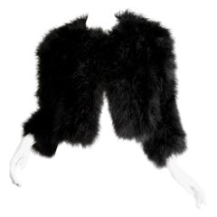 1980s Adrienne Landau Vintage Black Marabou Feather "Fur" Runway Jacket