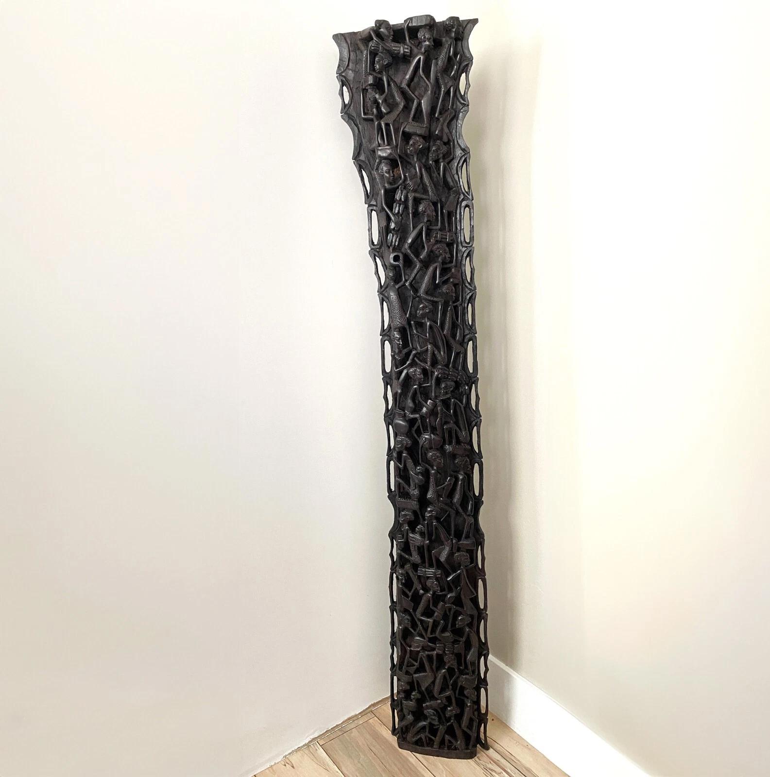 1980's African Makonde Ebony Tree of Life Art Sculpture XL for Wall Art Display For Sale 7