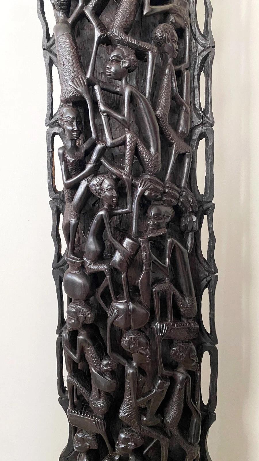 Late 20th Century 1980's African Makonde Ebony Tree of Life Art Sculpture XL for Wall Art Display For Sale