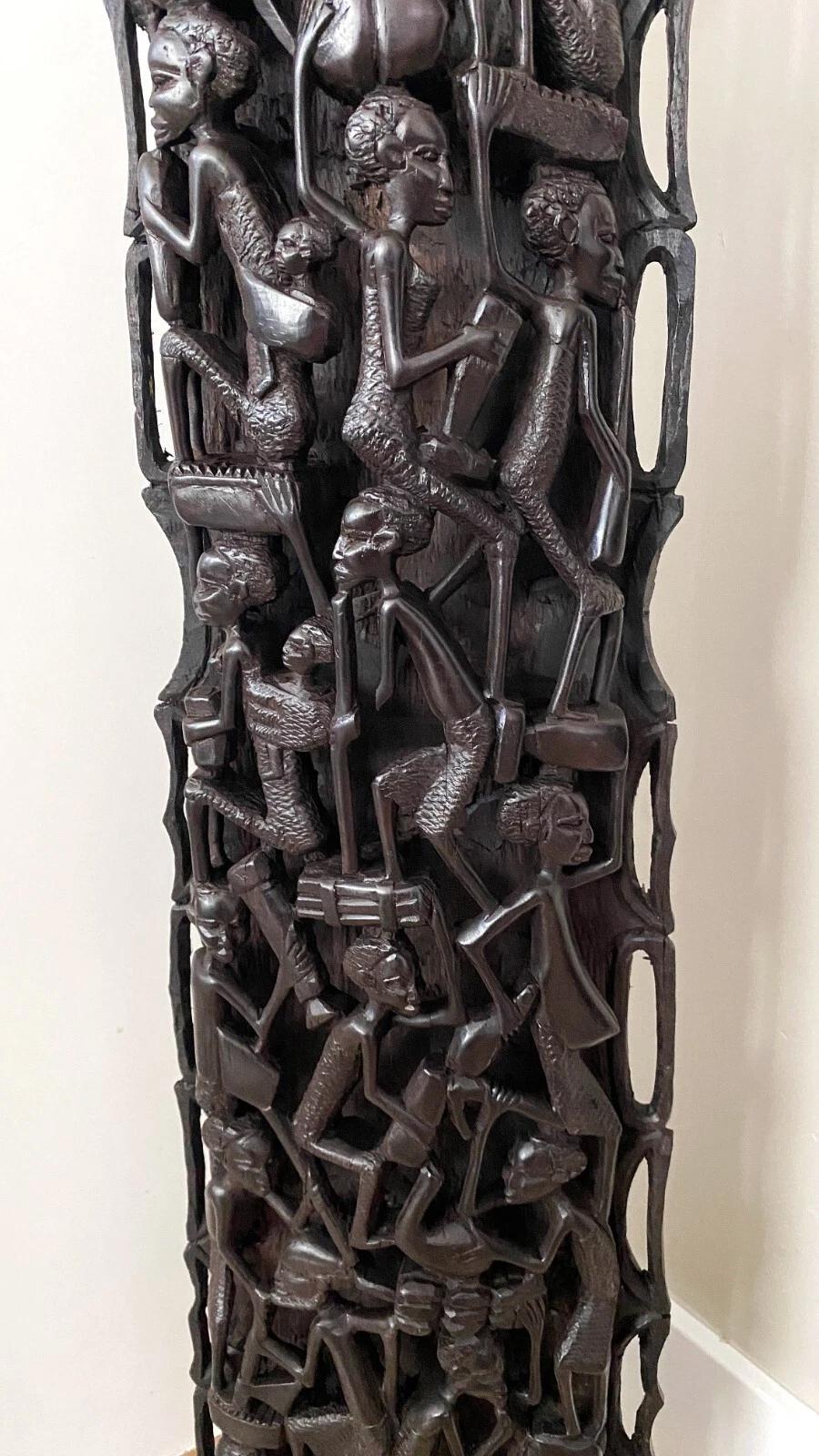 1980's African Makonde Ebony Tree of Life Art Sculpture XL for Wall Art Display For Sale 1