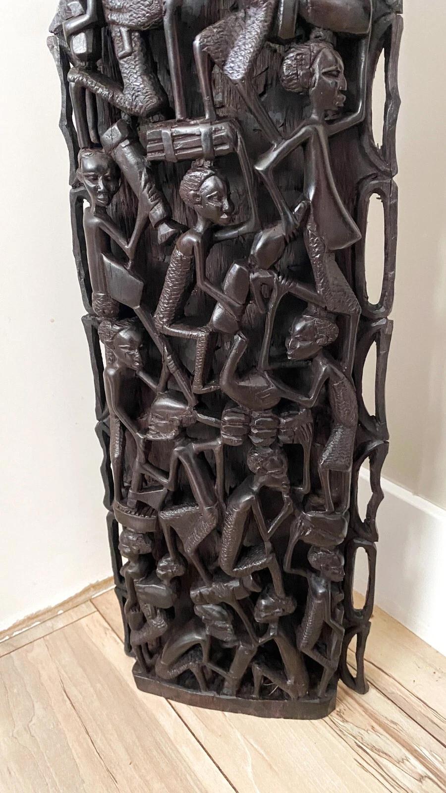 1980's African Makonde Ebony Tree of Life Art Sculpture XL for Wall Art Display For Sale 2