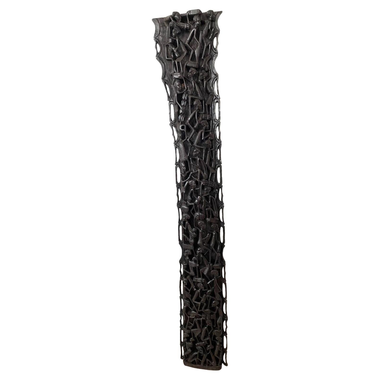 1980's African Makonde Ebony Tree of Life Art Sculpture XL for Wall Art Display For Sale