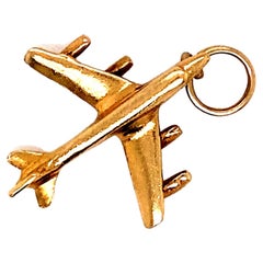 1980s Airplane Charm in 14 Karat Gold