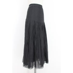 1980s Akira Isogawa Black Silk Maxi Pleated Long Skirt