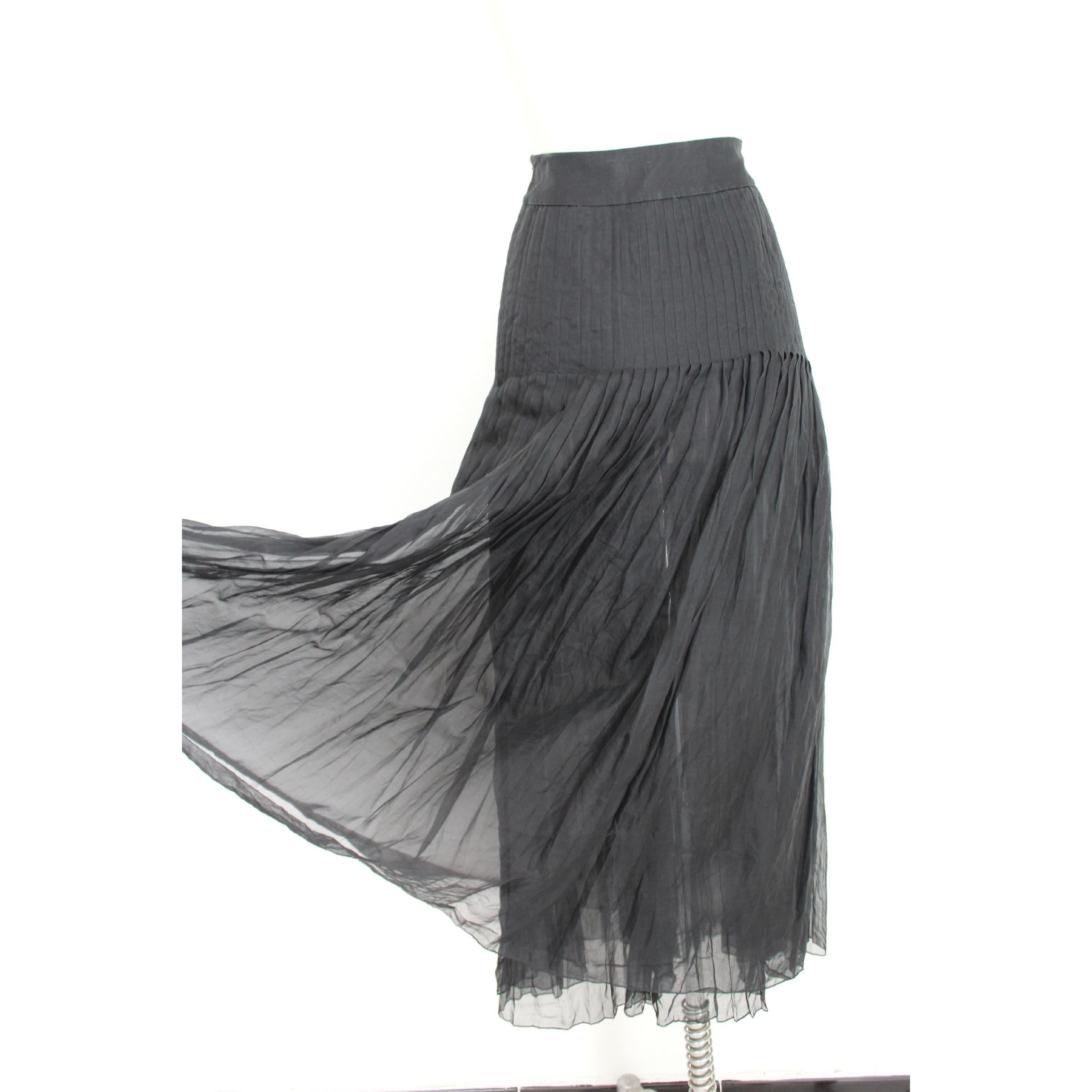 1980s Akira Isogawa Black Silk Maxi Pleated Long Skirt In Good Condition In Brindisi, Bt