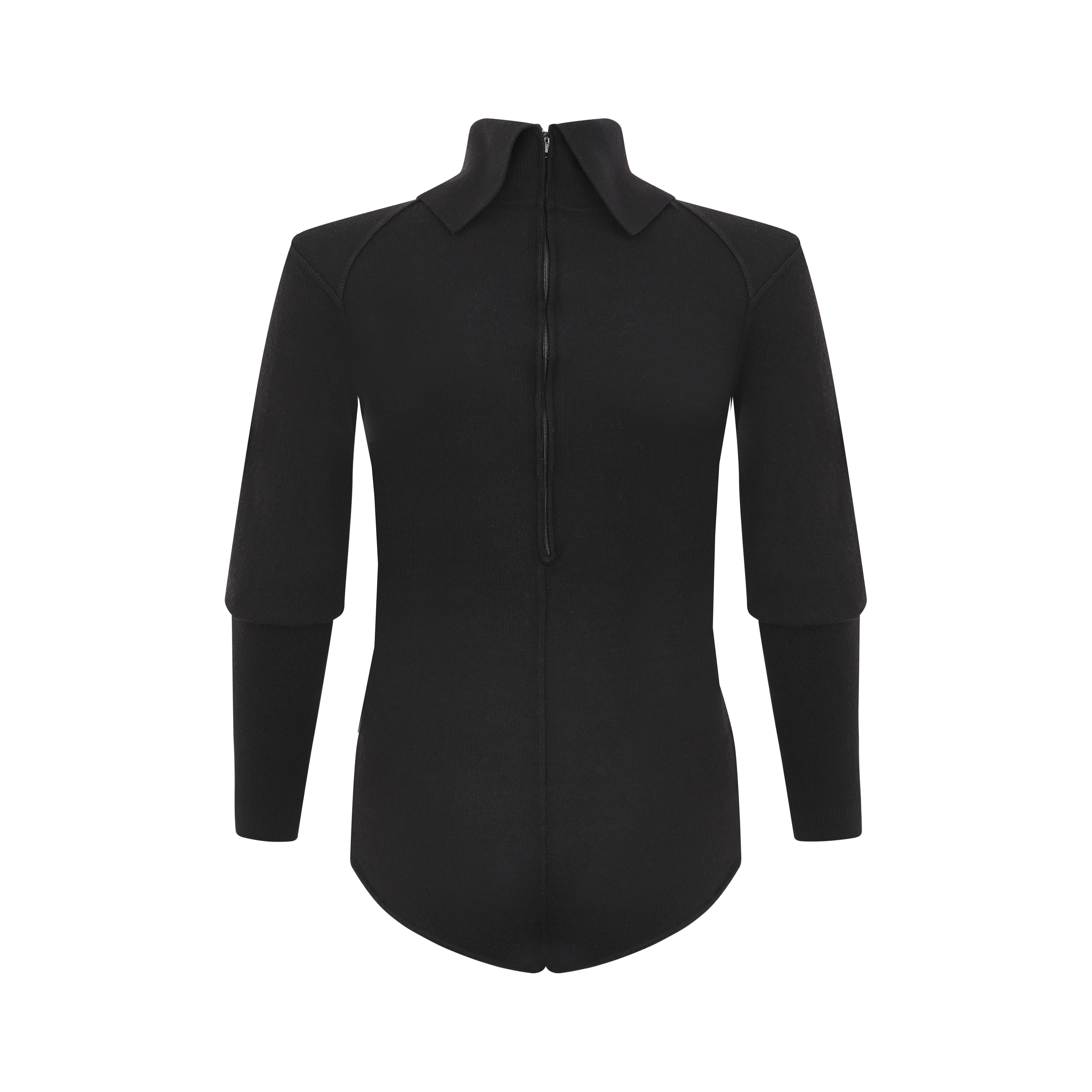 1980s Alaia Black Long Sleeve Bodysuit In Excellent Condition For Sale In London, GB
