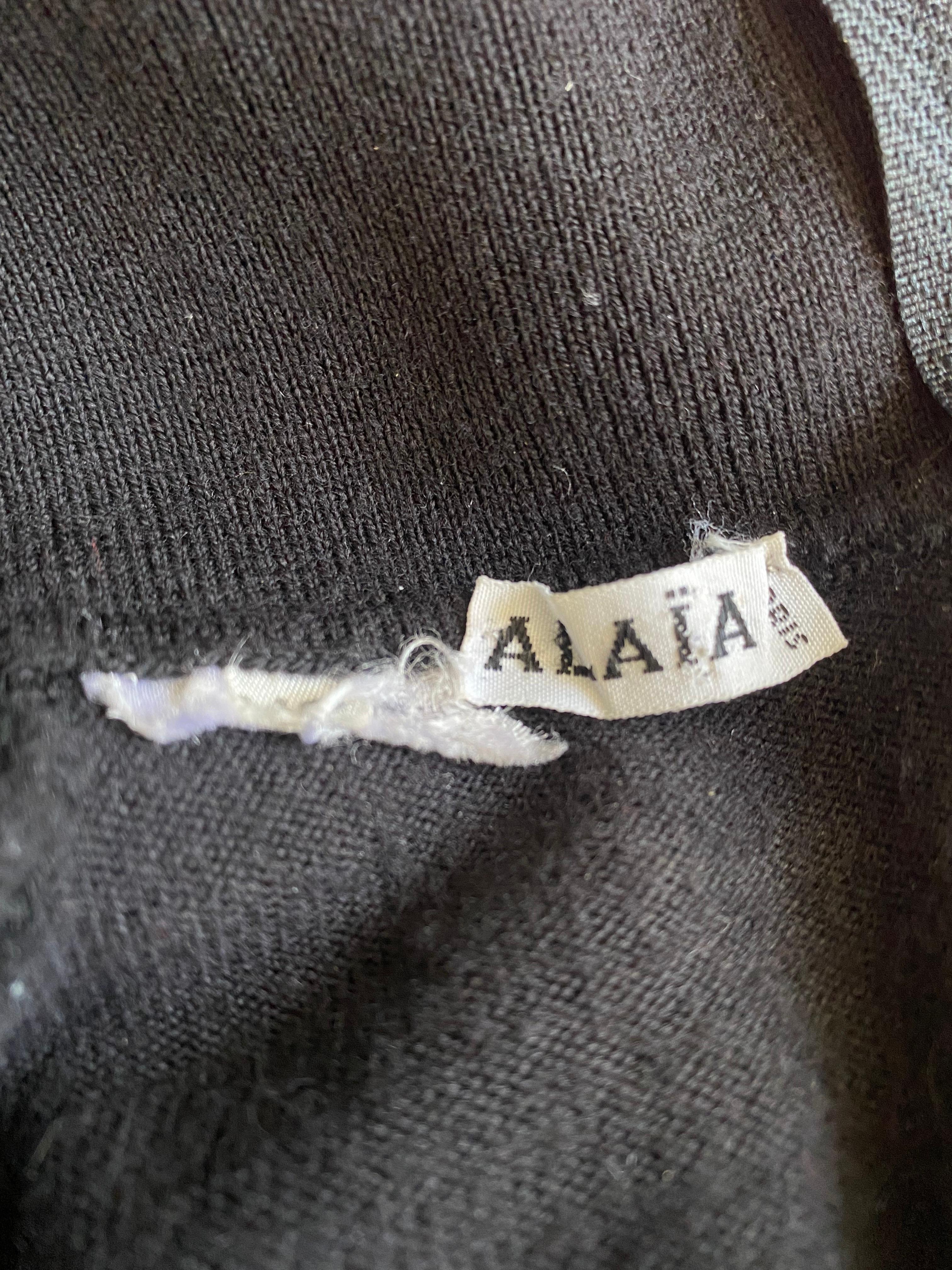 1980s Alaia Black Long Sleeve Bodysuit For Sale 1