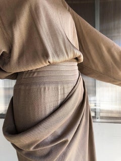 Alaia Taupe Jersey Romper and Detachable Sarong, 1980s