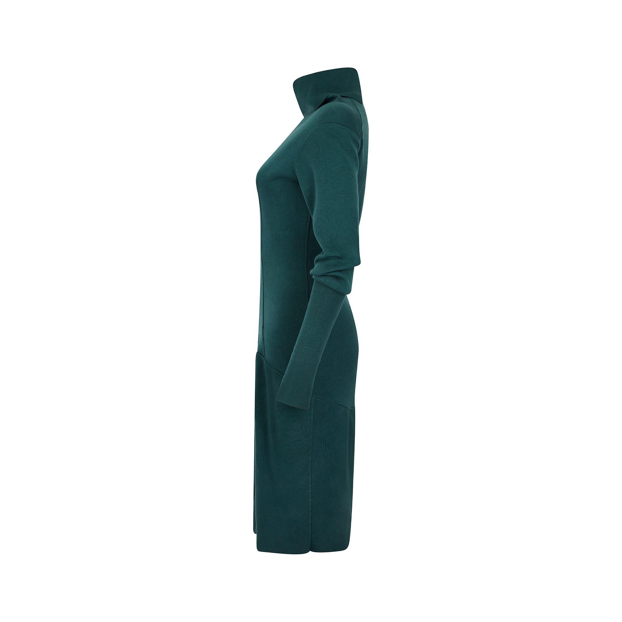 1980s Alaia Wool Teal Green Bodycon Dress In Excellent Condition For Sale In London, GB