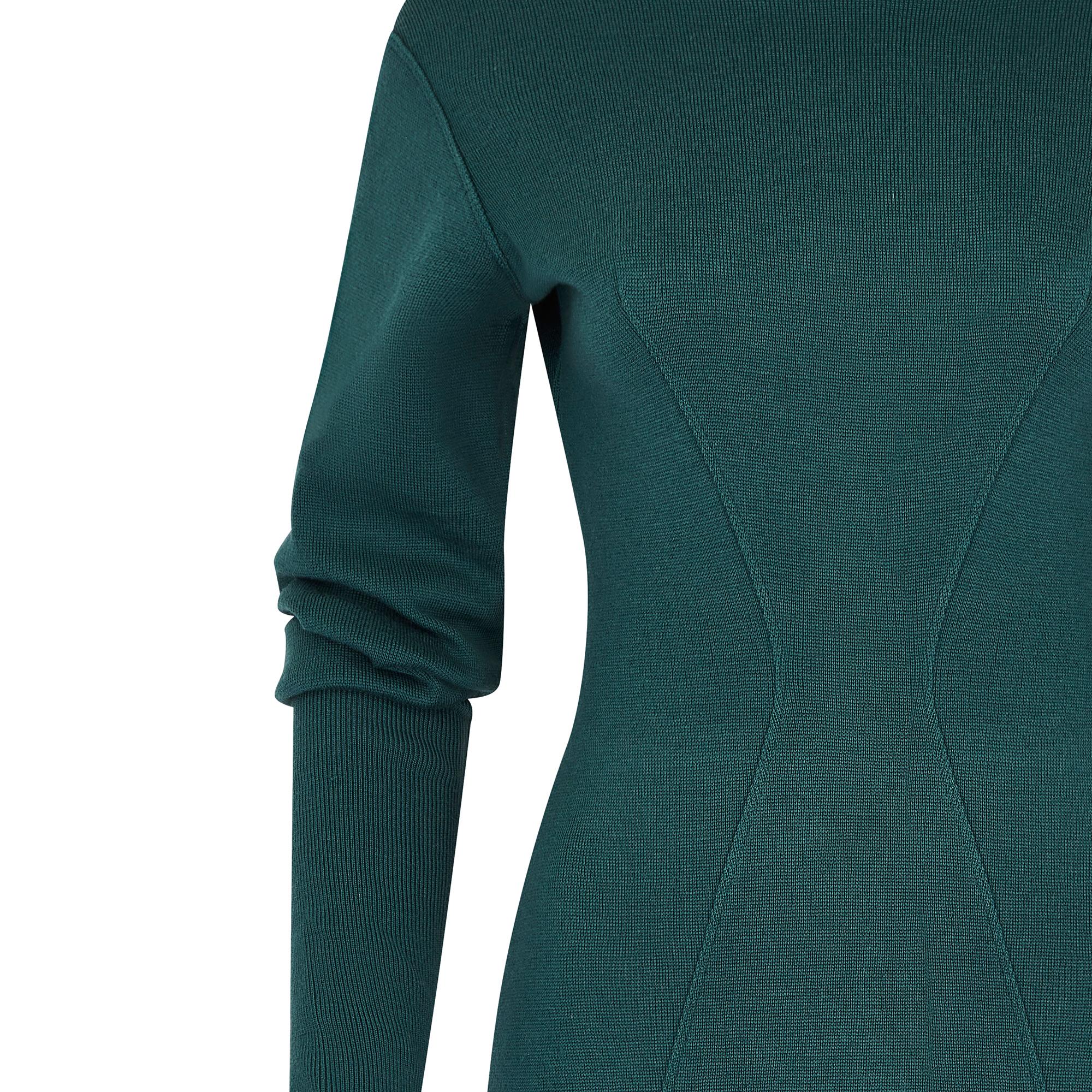 1980s Alaia Wool Teal Green Bodycon Dress For Sale 1