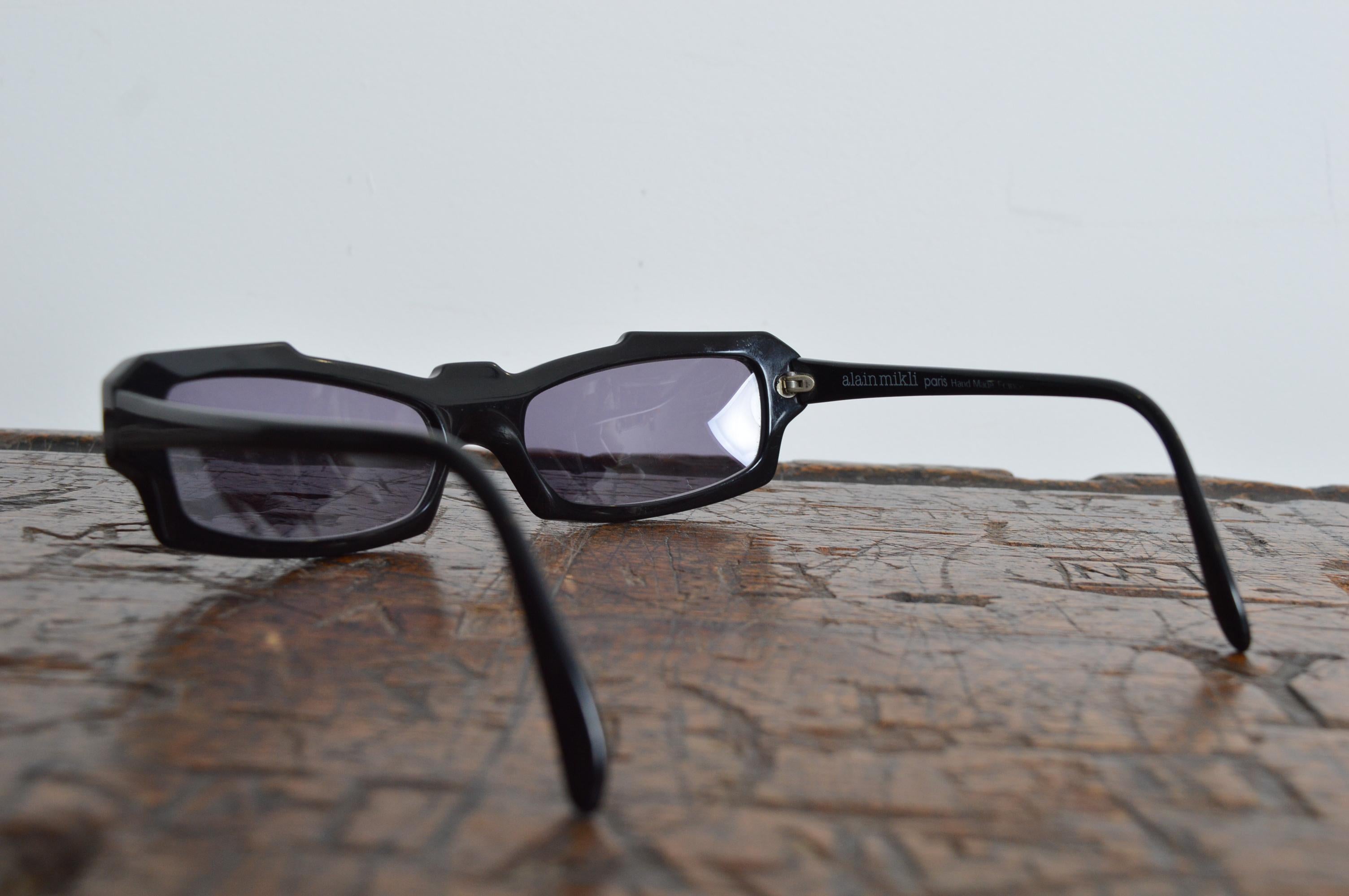 1980's Alain Mikli Black White Avant Guard Unusual Geometric Angular Sunglasses For Sale 8