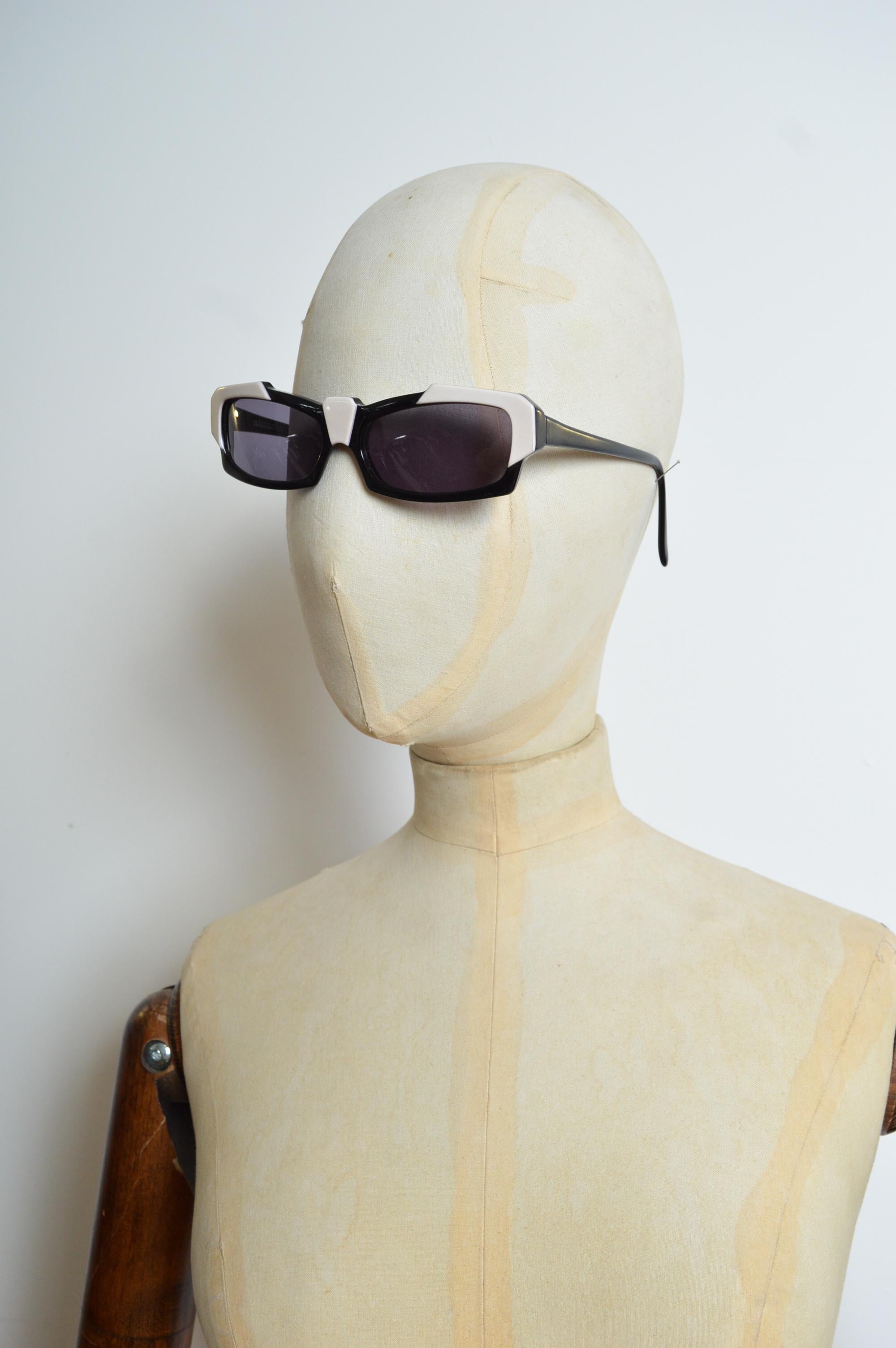 1980's Alain Mikli Black White Avant Guard Unusual Geometric Angular Sunglasses For Sale 10