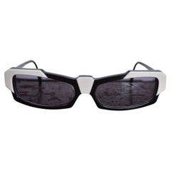 1980's Alain Mikli Black White Avant Guard Unusual Geometric Angular Sunglasses