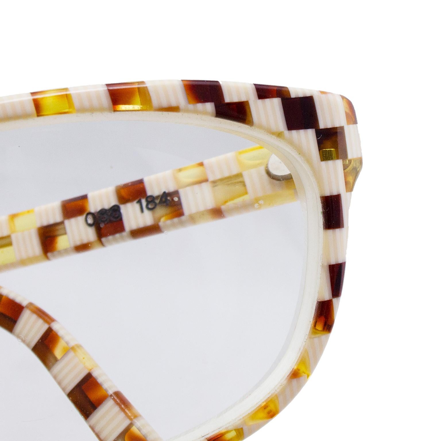 Women's 1980s Alain Milki Checkerboard Glasses
