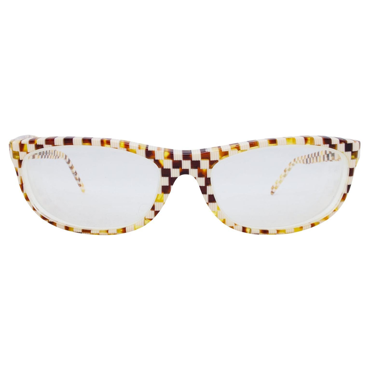 1980s Alain Milki Checkerboard Glasses